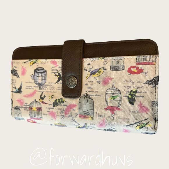 Charming Bird and Birdcage Print Wallet - Stylish Organization! - Picture 1 of 10